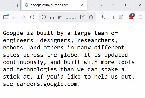 Nekoč so spletne strani uporabljale tudi humans.txt, kar je danes redkost.