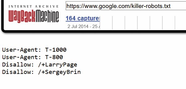 Pred leti je Google postavil tudi šaljivi killer-robots.txt kot referenco na Terminatorja.