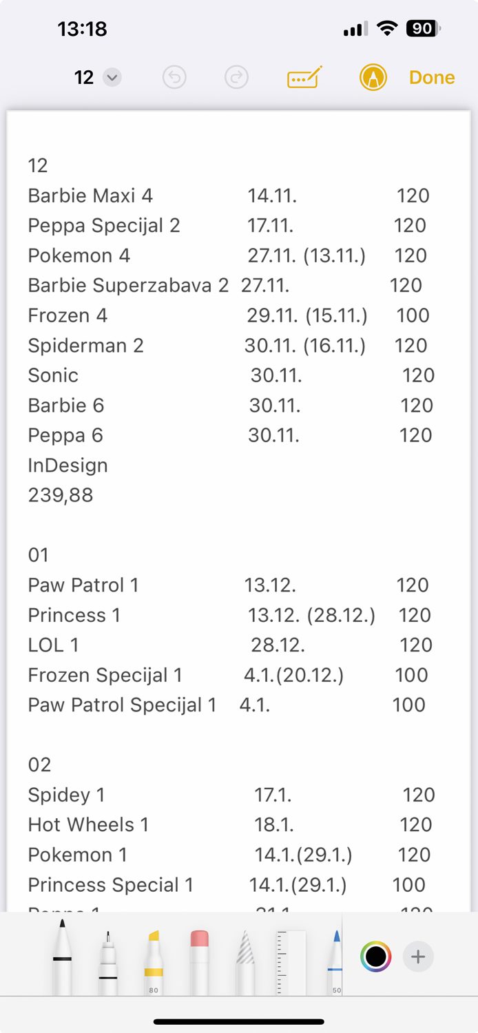 Izvoz zapiskov v obliki zapisa PDF je omogočeno z orodjem »Markup«.