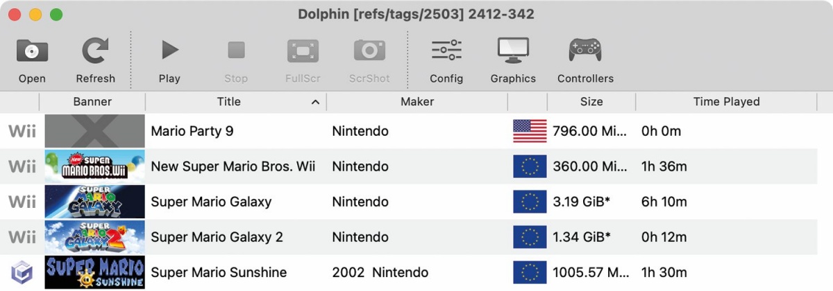 Emulator Dolphin računalnik Mac prelevi v Nintendovi igralni konzoli GameCube in Wii.