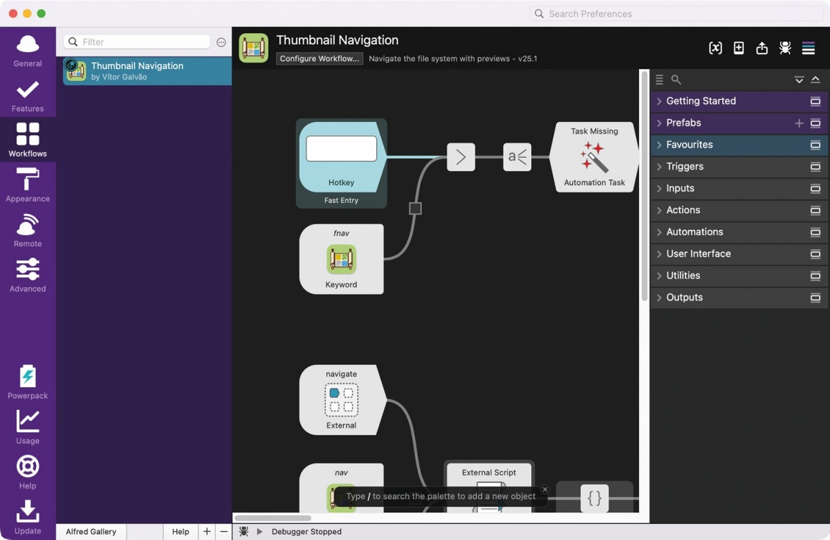 Na spletu je mogoče najti vnaprej pripravljene delovne postopke Workflows, kakršen je Thumbnail Navigation, ki olajša delo z dokumenti tipa PDF.