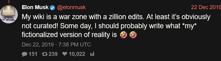 Elon Musk se je leta 2019 še šalil, da bi moral napisati svojo enciklopedijo.