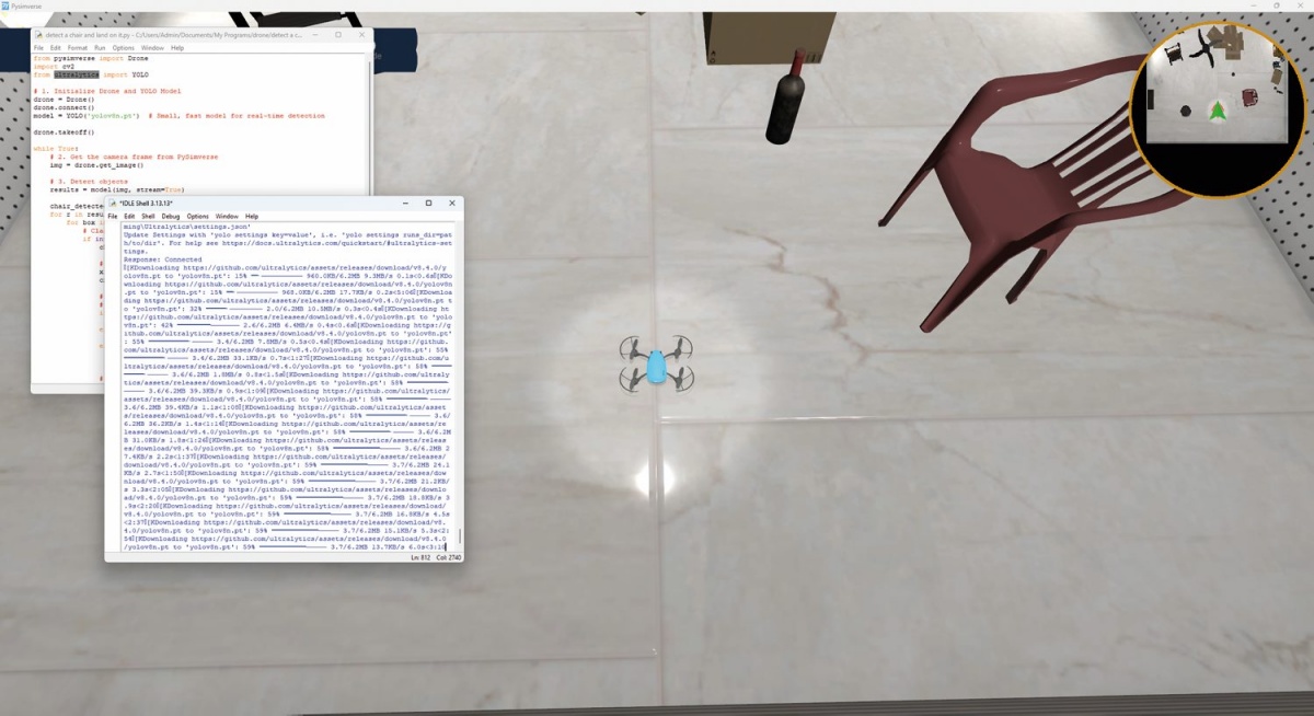 Dron lahko s programom z UI v Pythonu pristane na stolu.