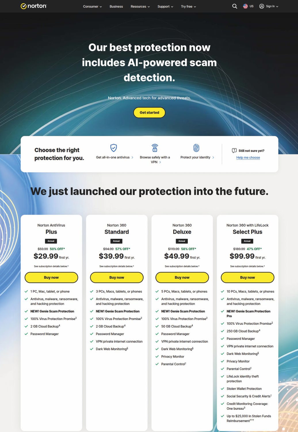 Norton Antivirus in Norton 360 za odkrivanje spletnih prevar uporabljata umetno inteligenco.