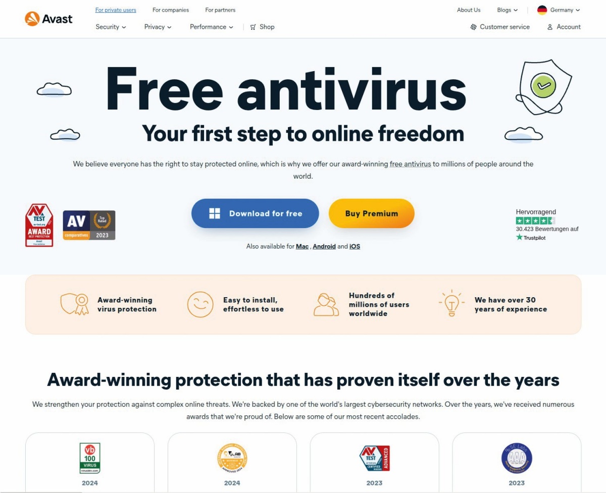 Avast se pohvali z brezplačnimi rešitvami, a za zmogljivejše pakete moramo plačati naročnino.