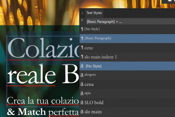 Črkovni in odstavkovni stili v paleti so, osvežujoče, WYSIWYG.