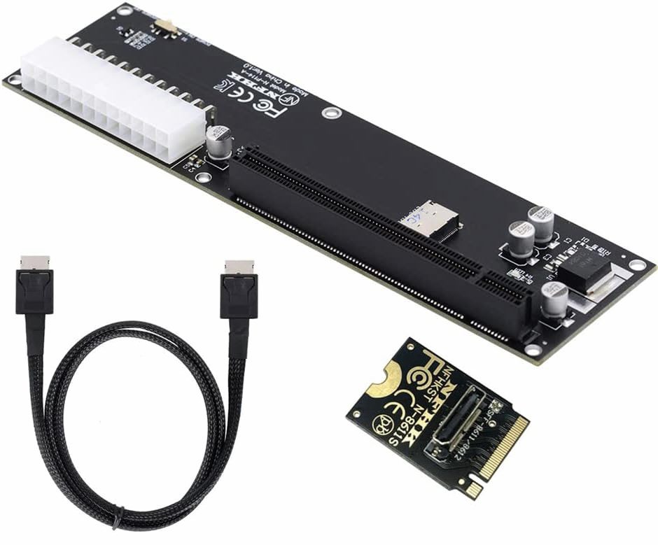 Preprost vmesnik s kablom OCuLink za zmogljivo grafično kartico, ki ga z vodilom PCIe x4 povežemo prek priključka M.2, kamor navadno vstavljamo pogone SSD.
