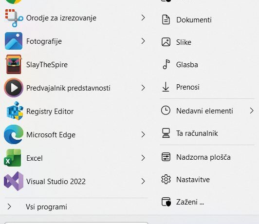 Prilagajanje operacijskega sistema Windows se zaradi Microsoftovih sprememb začne pri meniju Start.