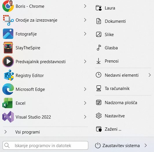 Prilagajanje operacijskega sistema Windows se zaradi Microsoftovih sprememb začne pri meniju Start.