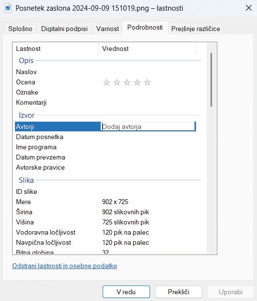Slikam v formatu PNG lahko v Raziskovalcu dodamo najrazličnejše metapodatke, ki nam bodo v prihodnosti močno olajšali njihovo iskanje.