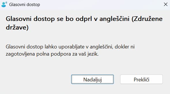 Glasovno upravljanje računalnika v slovenščini še ni mogoče.