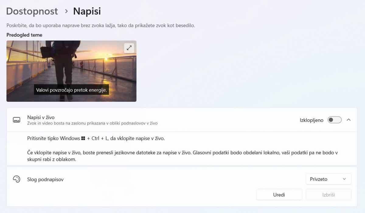 Windows 11 omogoča sistemsko generiranje podnapisov za praktično vse tipe videoposnetkov.