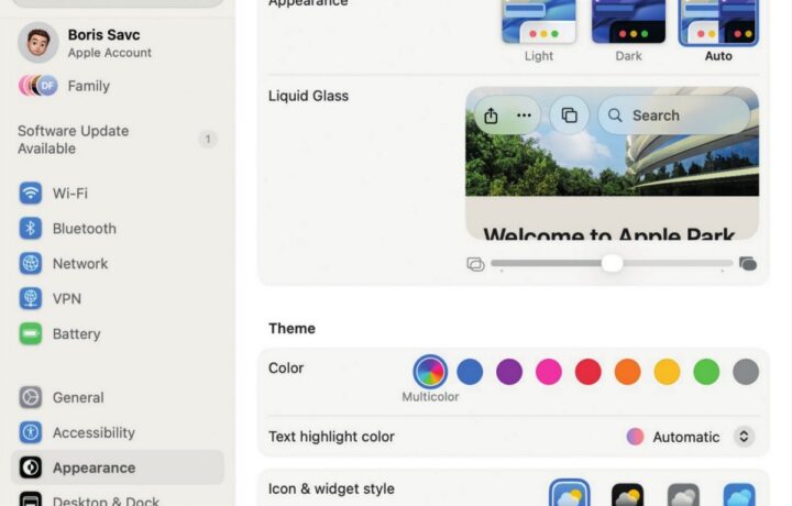 Po pritožbah uporabnikov telefonov iPhone, naslovljenih na Apple, je podjetje iz Cupertina za vmesnik Liquid Glass na namizju omogočilo priročno prilagajanje prosojnosti.