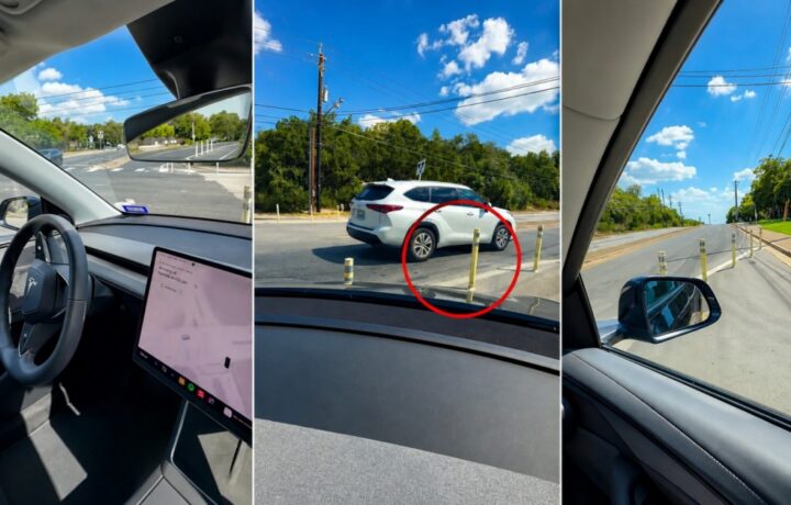Teslin Robotaxi zapeljal skozi cestno zaporo